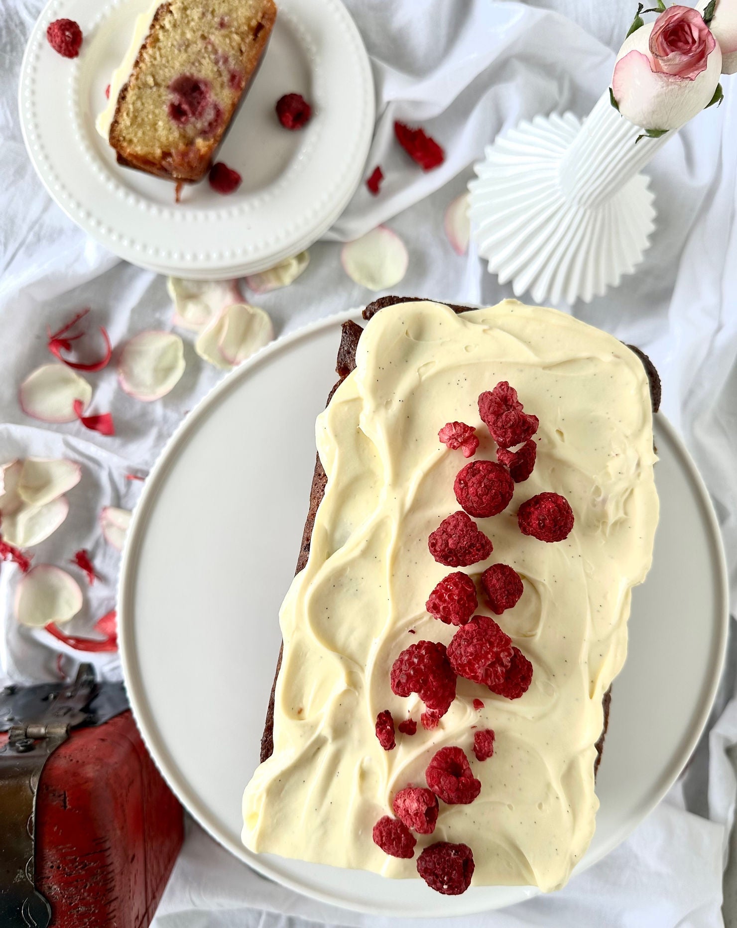 Raspberry, Almond and Rose Cake