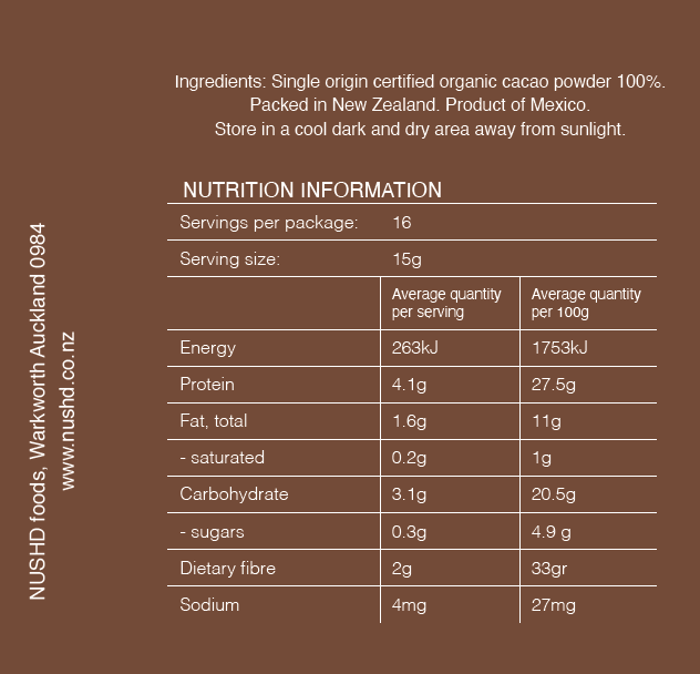Organic Cacao Powder 240g