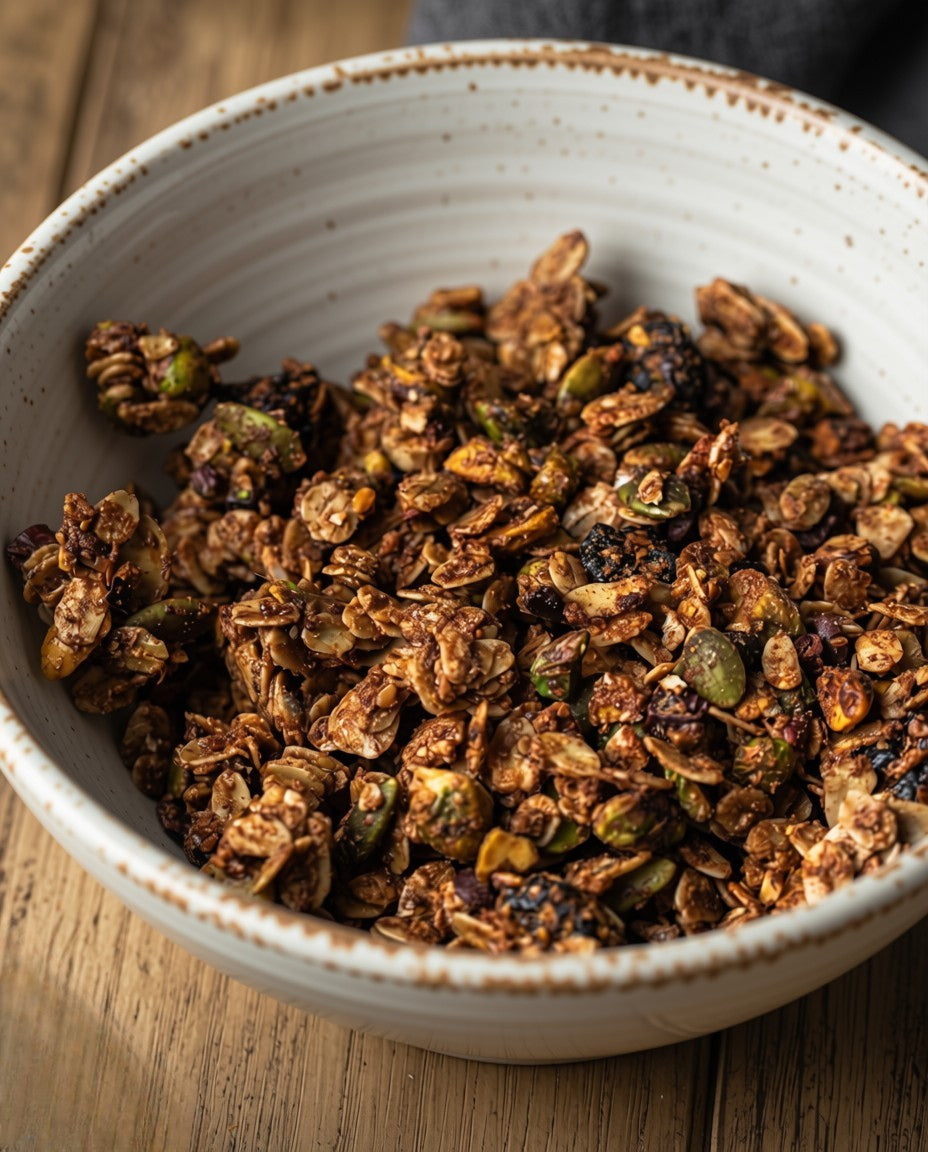 chocolate pistachio granola 
