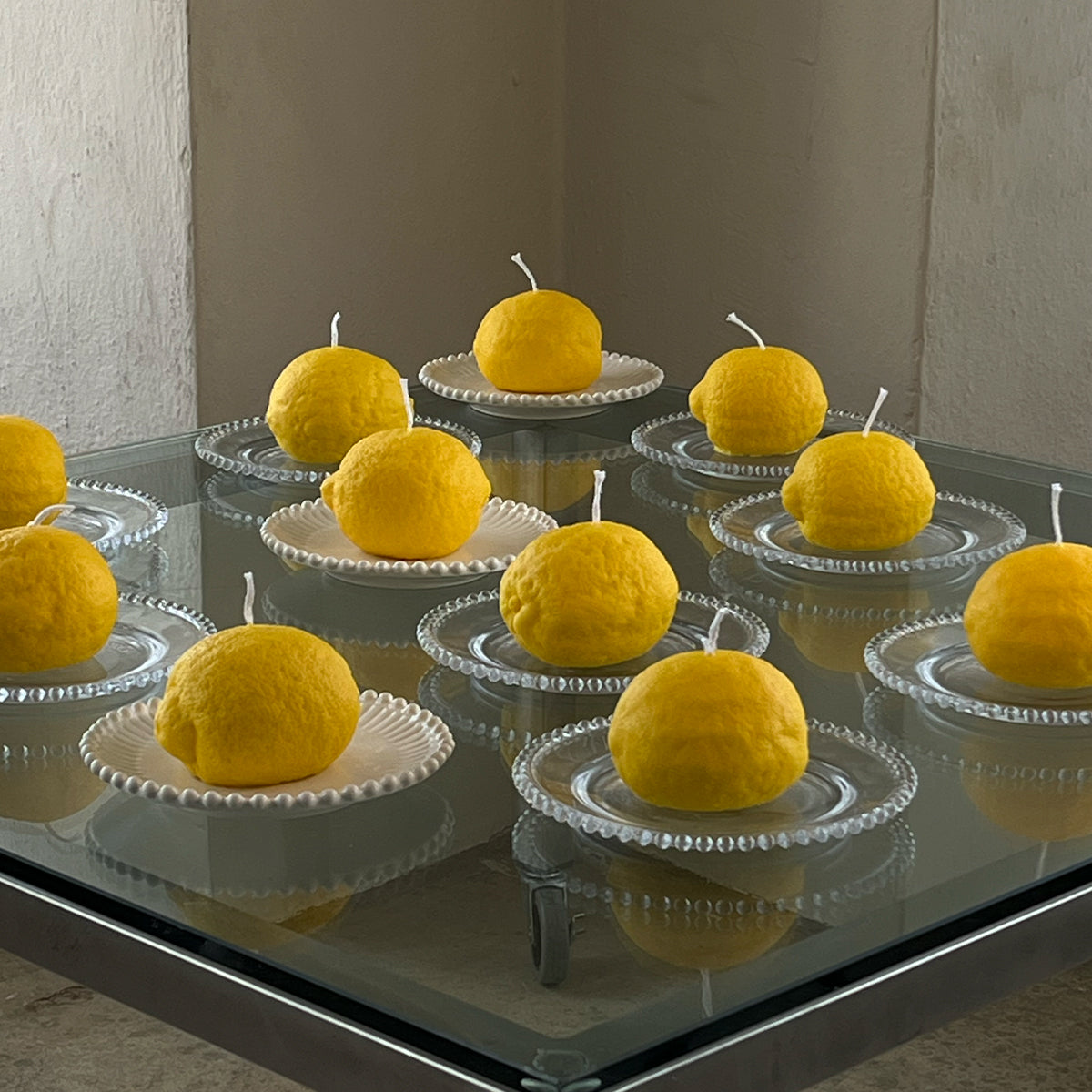Lemon candle soy wax hand poured vegan.