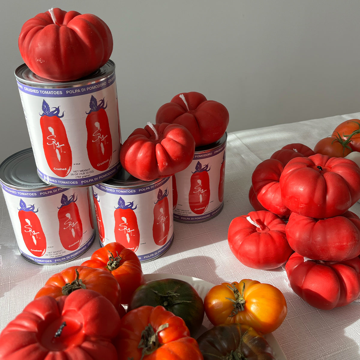Tomato candle hand poured vegan soy wax.